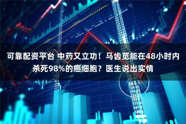 可靠配资平台 中药又立功!马齿苋能在48小时内杀死98%的癌细胞?医生说出实情